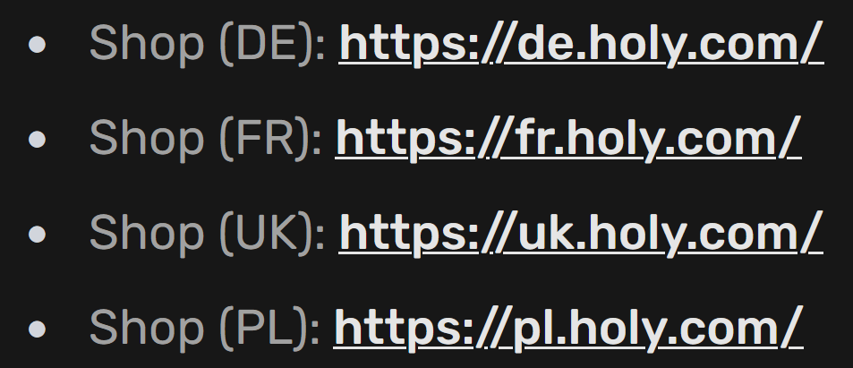 HOLY Linksammlung