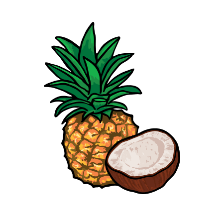 Ananas und Kokosnuss